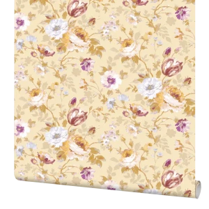 Обои Inspire Flower, виниловые на флизелиновой основе, цвет жёлтый, 1.06x10 м