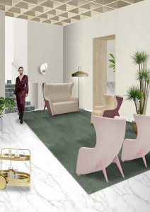 Тканевое кресло с подлокотниками