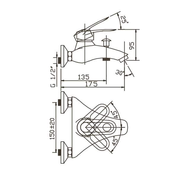 40-05L Boss  Смеситель для ванны  ARGO kran 4005lboss - Вид №1