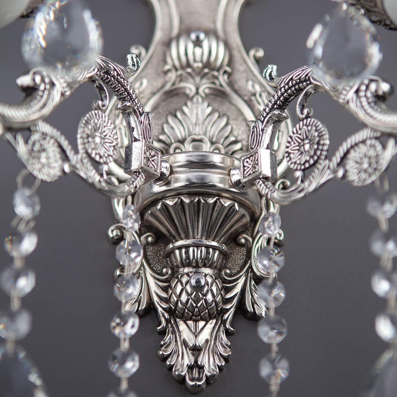 Бра хрустальное на 2 лампы серебро Versales 283/2 BOGATES СВЕЧА 00-3931333 Прозрачный;серебро  - Вид №2