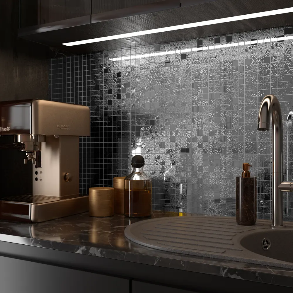 Стеклянная мозаика Kreaforta серый микс для интерьера 30×30 см 89412209 STLM-1565574