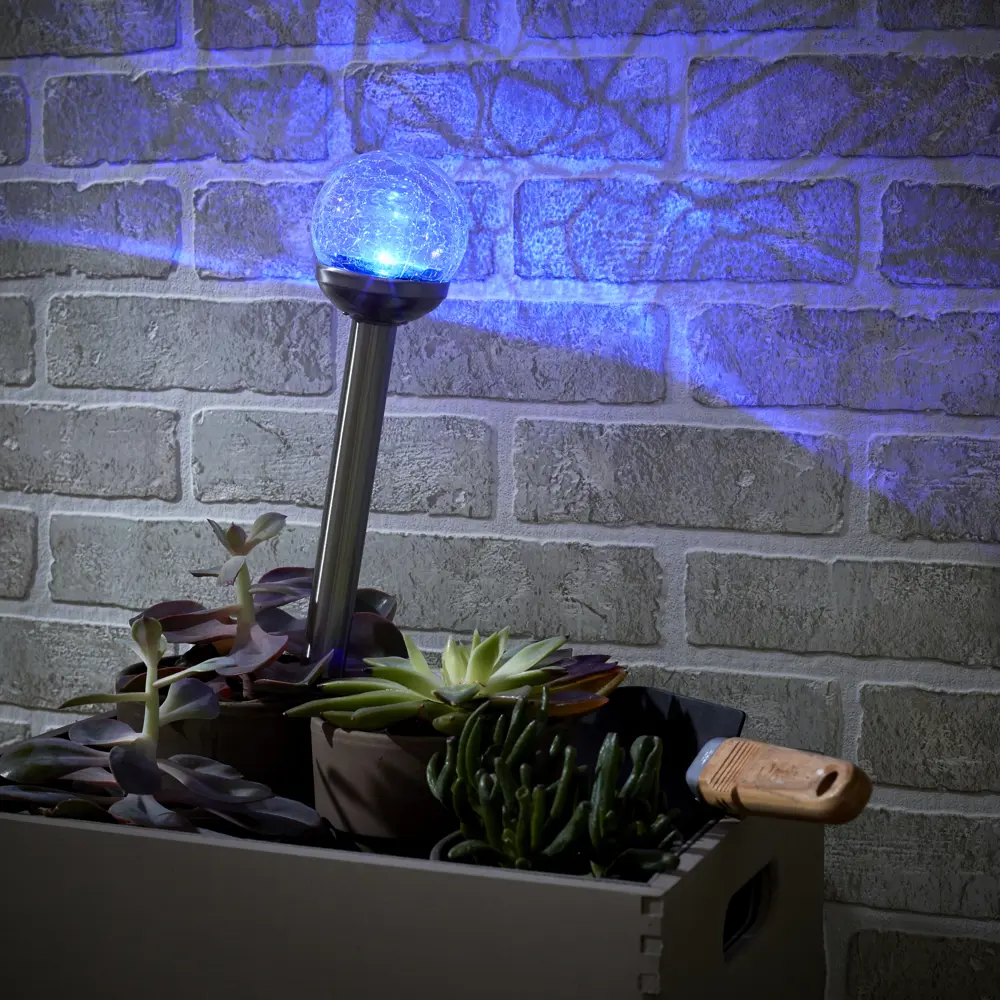 Светильник садовый Inspire Ferula на солнечных батареях, со сменой цвета RGB, цвет никель 80123626 STLM-2052596  - Вид №5