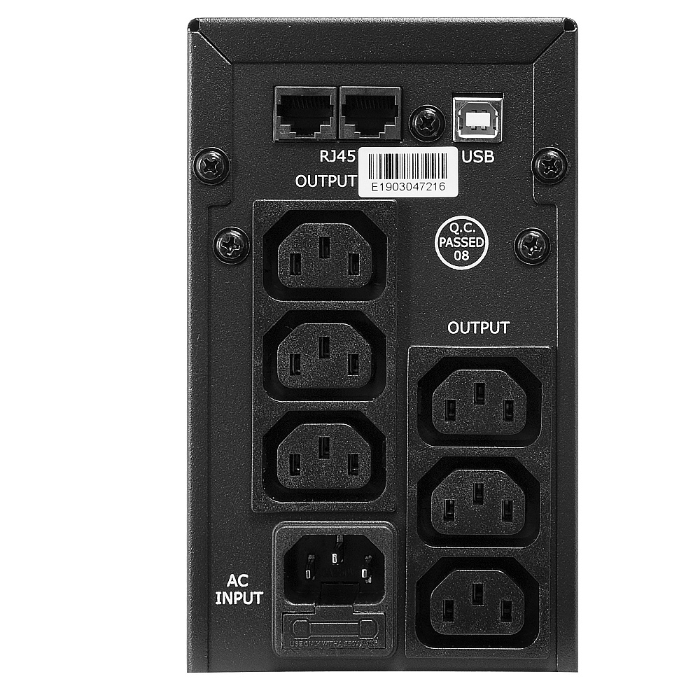 CMU-SP650IEC LCD USB Ибп 650va/390w, металл, 1x12v/7ah, выходные розетки 6*iec с13, трансформатор avr 140-290v, cъёмный кабель 1.8 м, порт rj-11/45, порт usb, lcd-экран, защита батареи от полного разряда, от перегрузки, от кз, по Crown Santreyd  - Вид №1