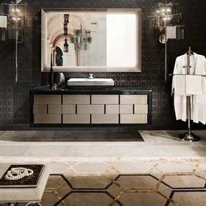 Комбинация ванной комнаты R03/b в отделке из стекла cannetè MILLDUE RITZ