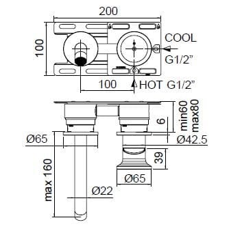 Смеситель для раковины из нержавеющей стали с 2 отверстиями Zazzeri JK21 ARCH-00147130 - Вид №1