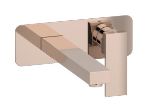 Встроенный в стену смеситель для раковины на 2 отверстия с длинным изливом в комплекте с донным клапаном WE ARE IB ru207rs Rose Gold Rubacuori
