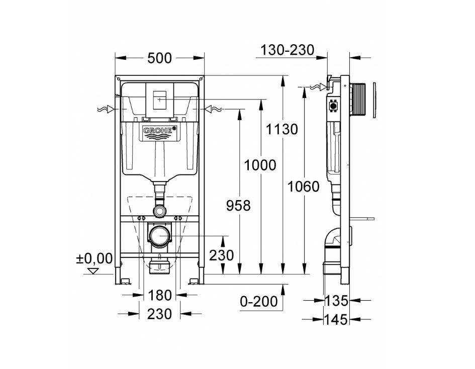 NW0004 Подвесной унитаз настенный Белый Grohe Bau Тайвань - Вид №7