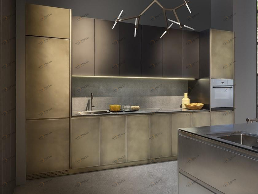 Xera by Arex Линейная кухня из нержавеющей стали со встроенными ручками sun-id-1378026