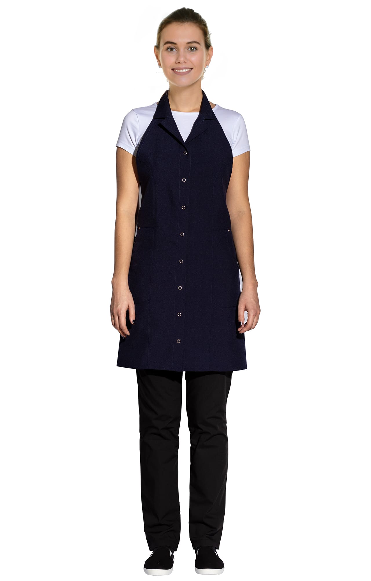 60721 Фартук с воротничком dark blue (темно-синий) DAKOTA  Одежда для горничных и уборщиц  размер  - Вид №4