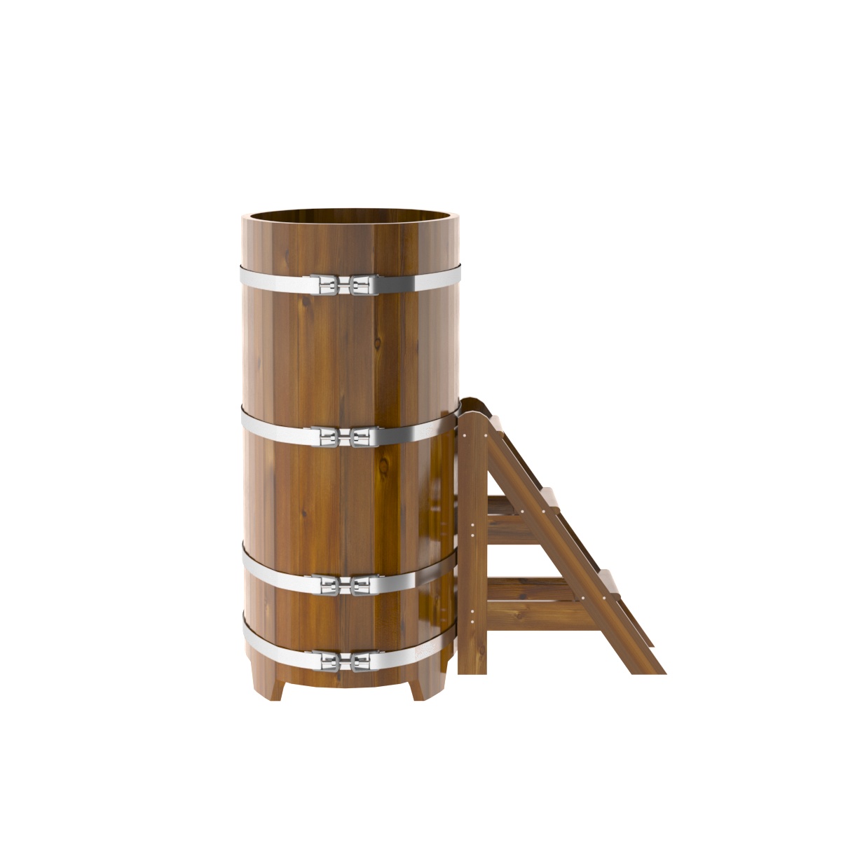 2256 Купель овальная из лиственницы Рустик 0,69х1,31х1,4 морёная Alyarus  - Вид №3