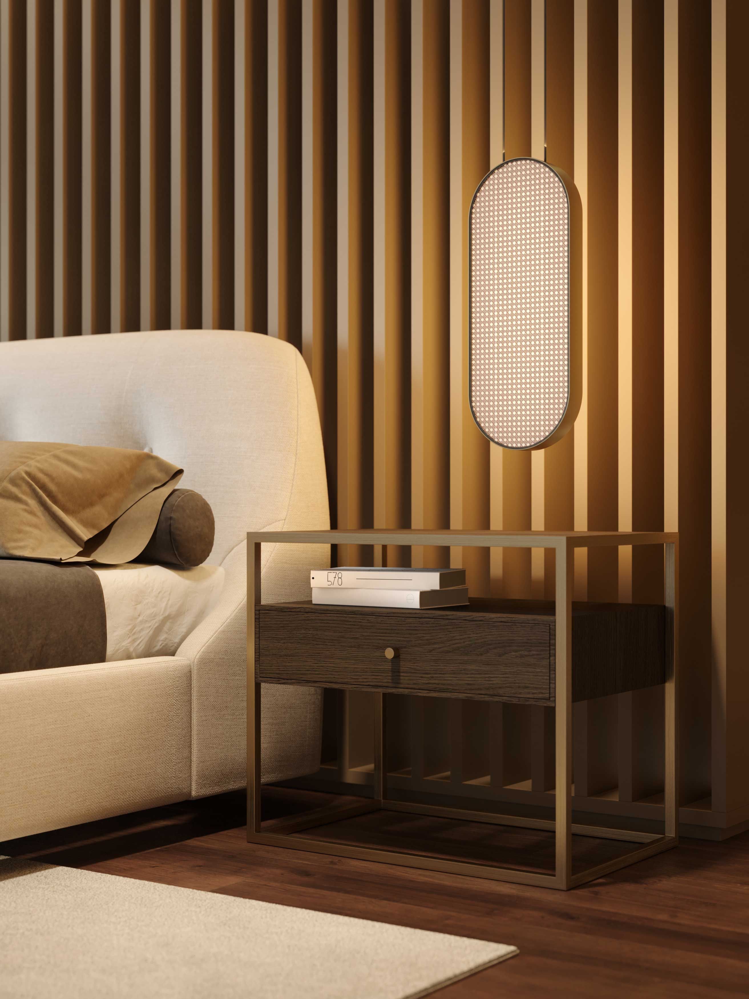 Прямоугольная прикроватная тумбочка из шпона с ящиками Stylish Club мост ARCH-00103665 - Вид №7