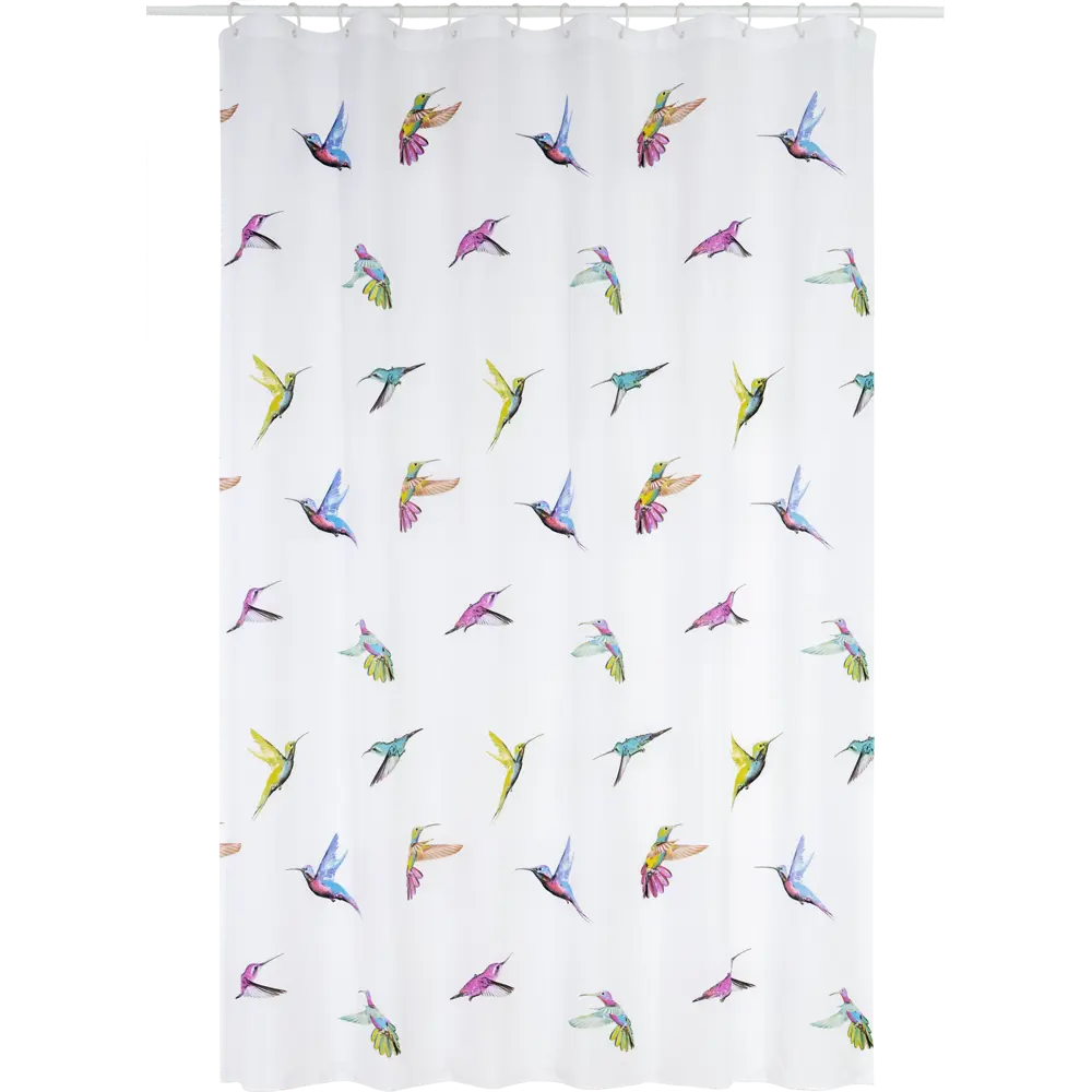 Штора для ванны Bacchetta Colibrì Multi с кольцами 180x200 см полиэстер , цвет мультиколор 84621382 STLM-2170477 Шторы текстильные - Вид №1