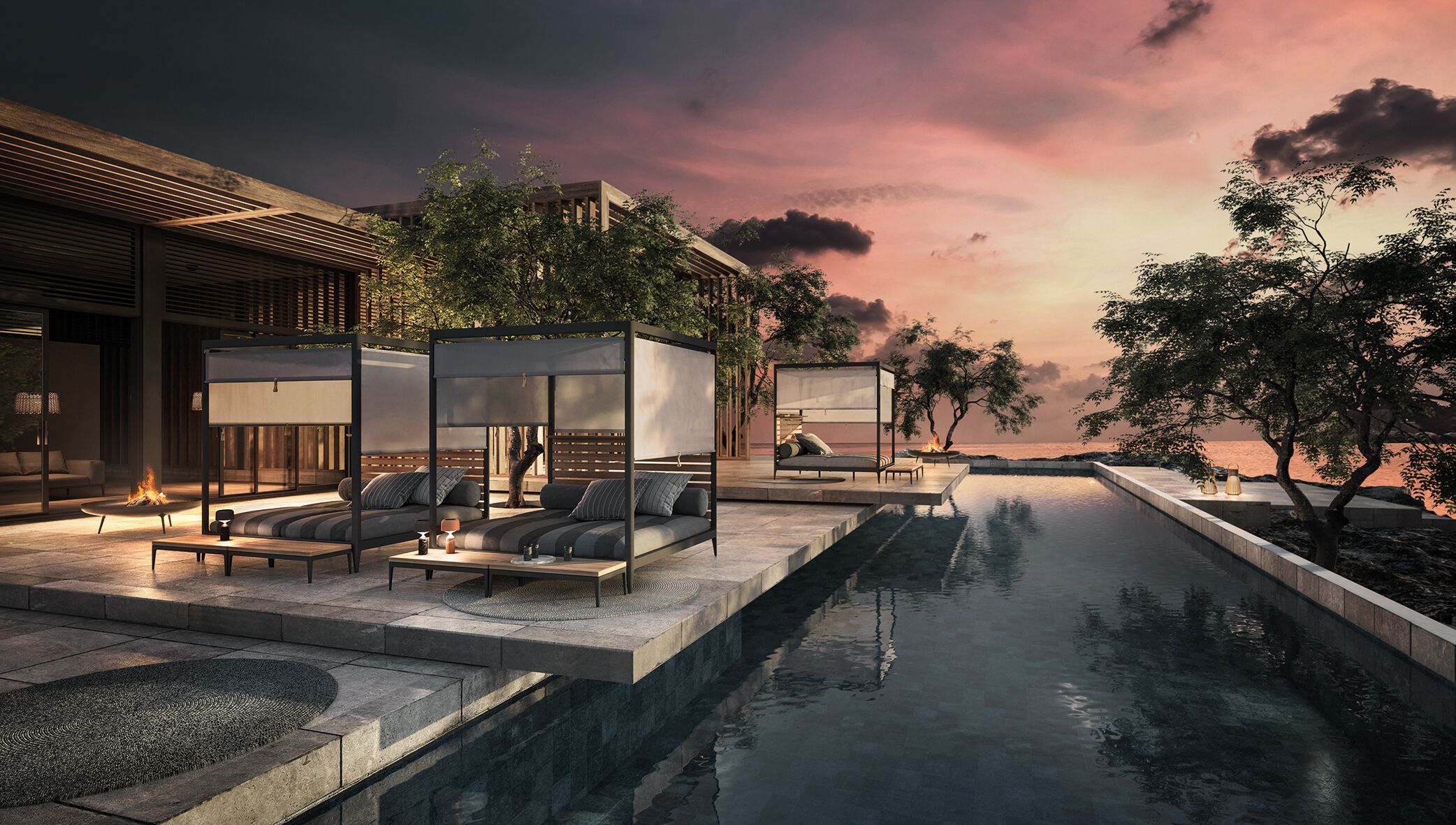 Ткань и алюминиевая Садовая кровать с навесом Gloster сетка ARCH-00086021 - Вид №10