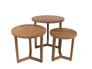 Деревянный круглый садовый журнальный столик