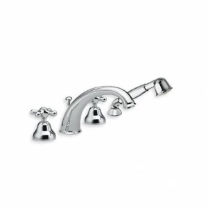 CRIIM124 Смеситель для ванны, устанавливаемый на палубе, на 4 отверстия, с переключателем, изливом и выдвижным ручным душем с защитой от накипи Cristina Rubinetterie