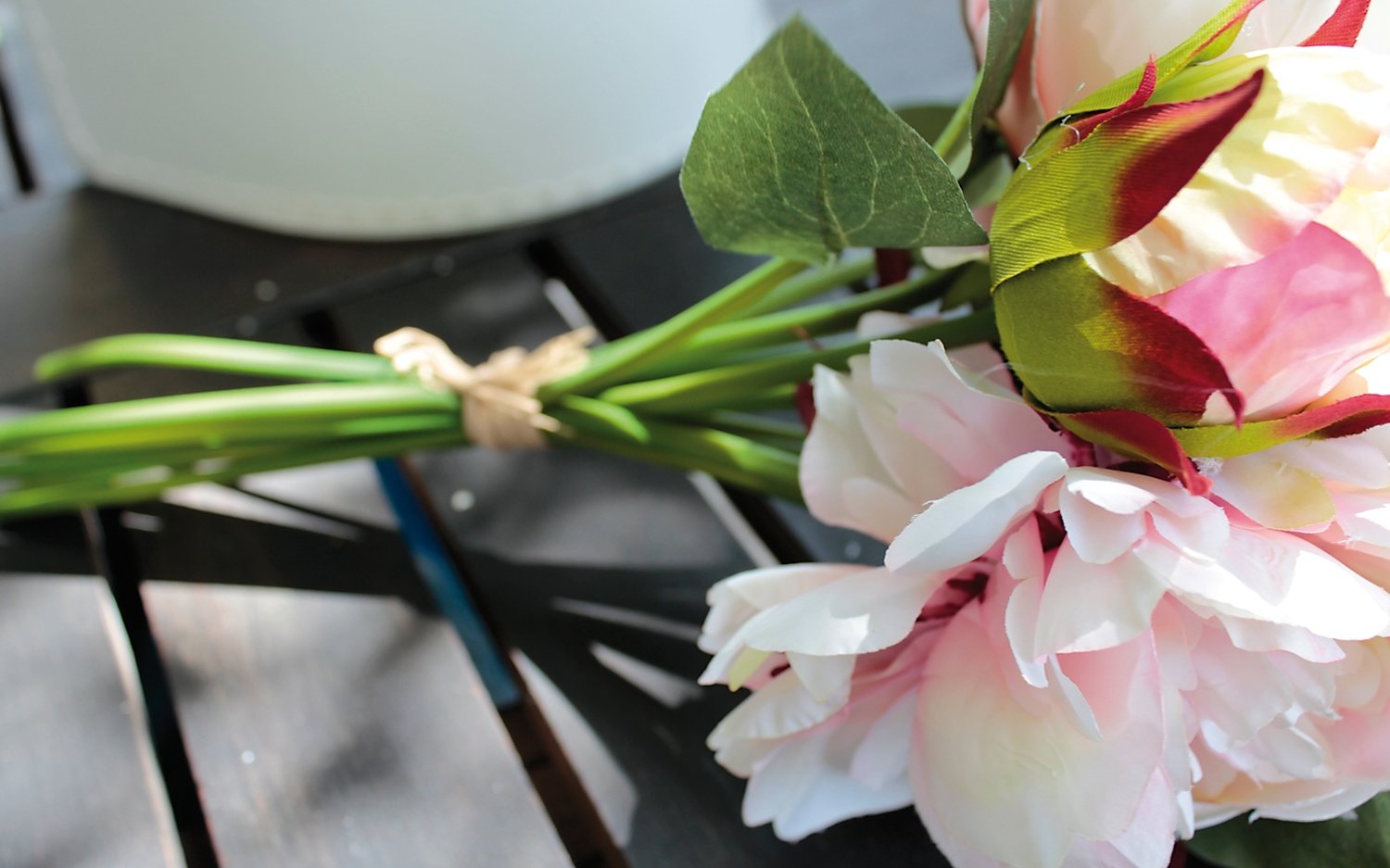 2618 753 a3 Пион шелковый, 6-кратный, 35 см, бежево-абрикосовый H-andreas  - Вид №7