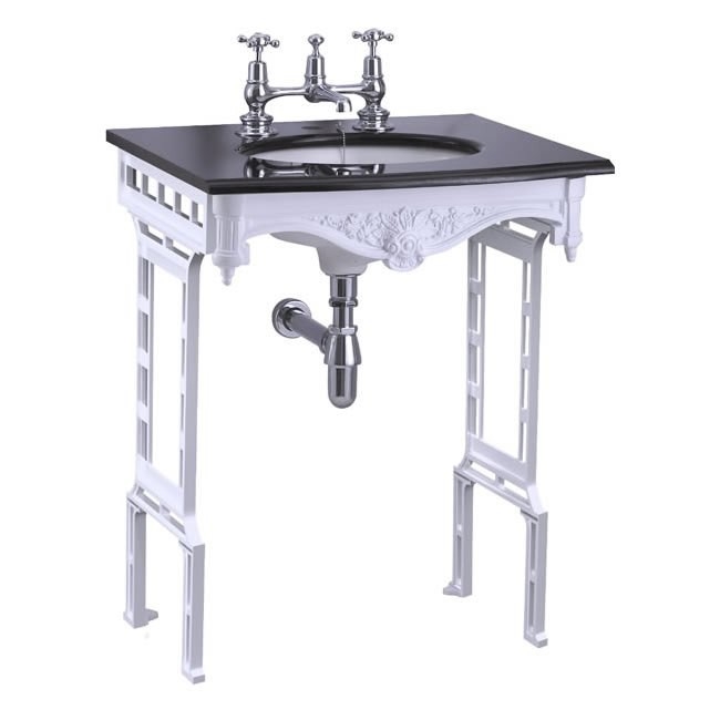 Гранитная столешница на 1,2 или 3 отверстия с подстольем из белого алюминия  Burlington G7 1TH, T43 WHI, G12 65см х 57,5см  - Вид №6