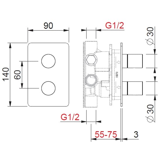 Термостатический смеситель из нержавеющей стали BEAMTECH T-Select ARCH-00056682 - Вид №2