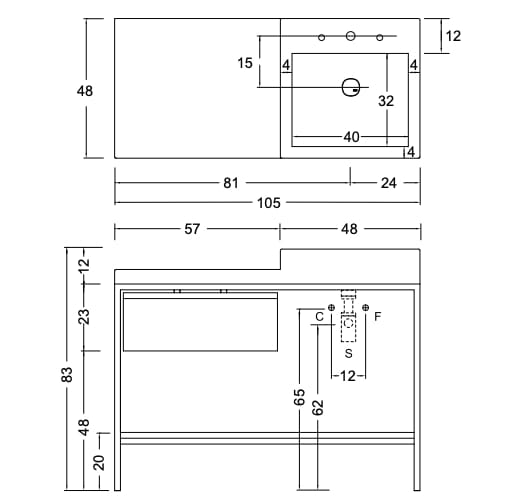 Напольный умывальник с ящиками Nic простой ARCH-00066548 - Вид №6