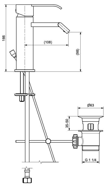 Однорычажный смеситель для биде с автоматическим сливом Bugnatese Tess ARCH-00083564 - Вид №2