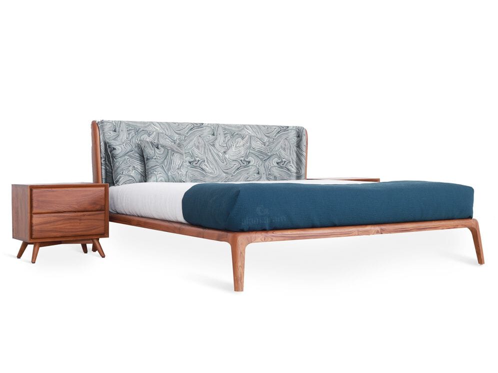 Двуспальная кровать из тикового дерева с мягким изголовьем Alankaram NILLYN ARCH-00079838