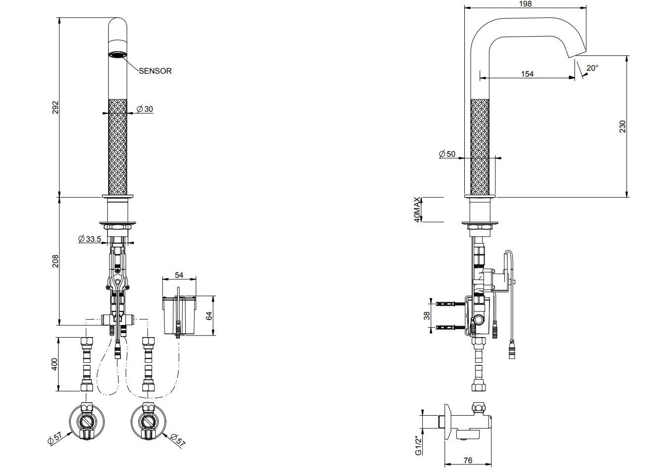 Электронный смеситель для раковины из нержавеющей стали Gessi Messi316 ARCH-00126026 - Вид №2