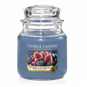 Свеча средняя в стеклянной банке "Инжир и ежевика" 411 гр 65-90 часов YANKEE CANDLE  267971 Голубой