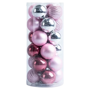 Набор елочных шаров KREAFORTA розовый с блестками, 24 шт. ø6 см 89420565