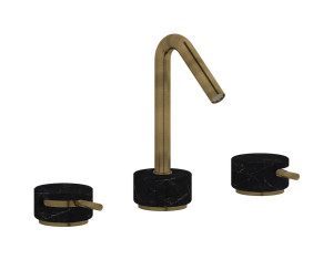 Смеситель для раковины на 3 отверстия с коротким изливом в комплекте с донным клапаном. WE ARE IB mr392mb_2 Modern Bronze Marmo