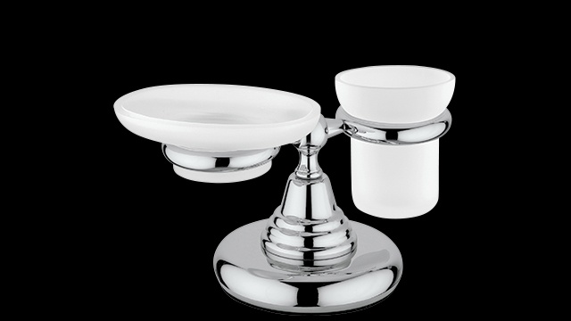 CA773 Мыльница и стакан из матового стекла с держателем, настольный комплект bagno&associati CANOVA Bagno & Associati