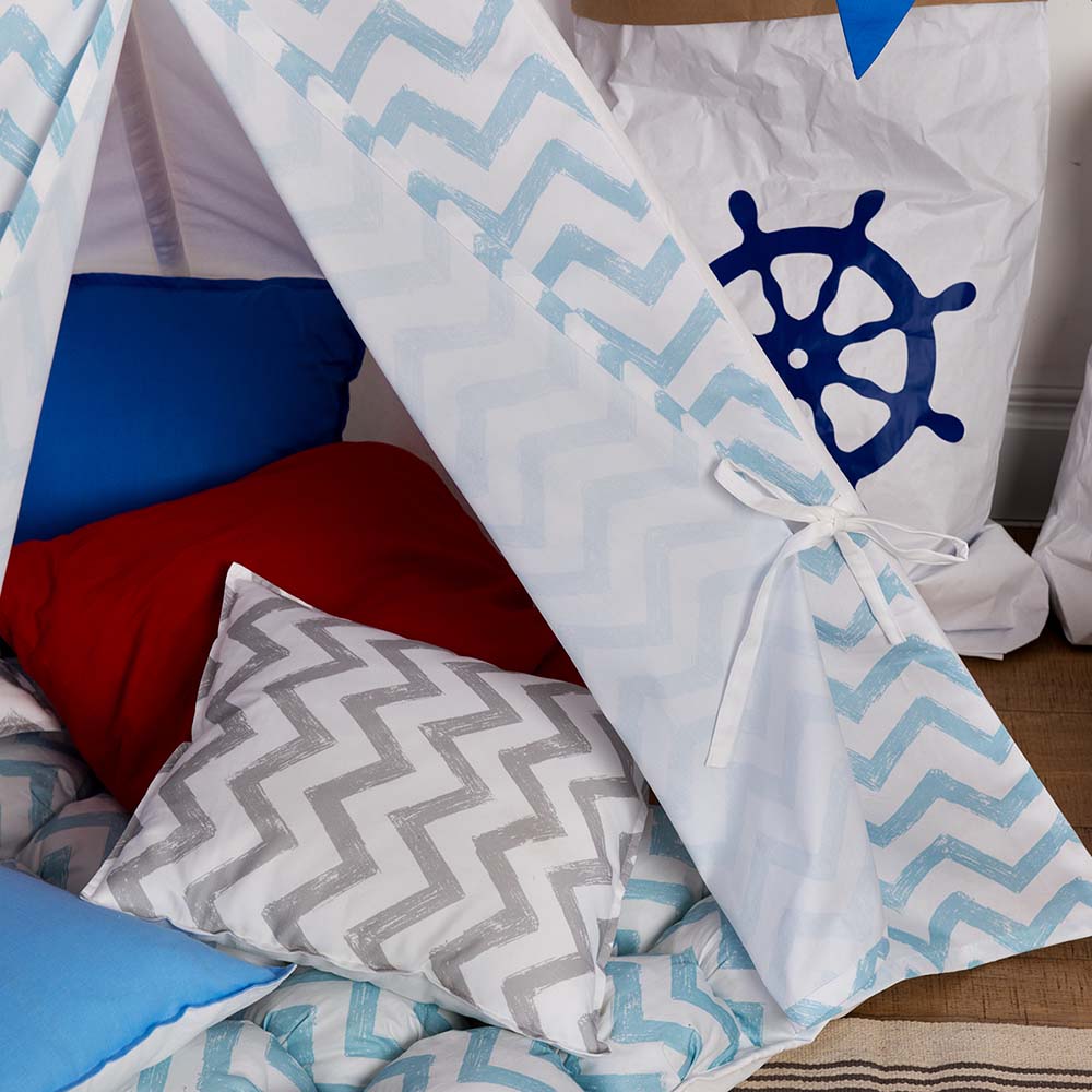 Вигвам для детей Blue Zigzag VAMVIGVAM BLUE ZIGZAG 281902 Белый;голубой Santreyd  - Вид №2