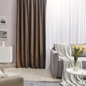 Штора на ленте Вельвет 160x260 см полиэстер цвет шоколадный