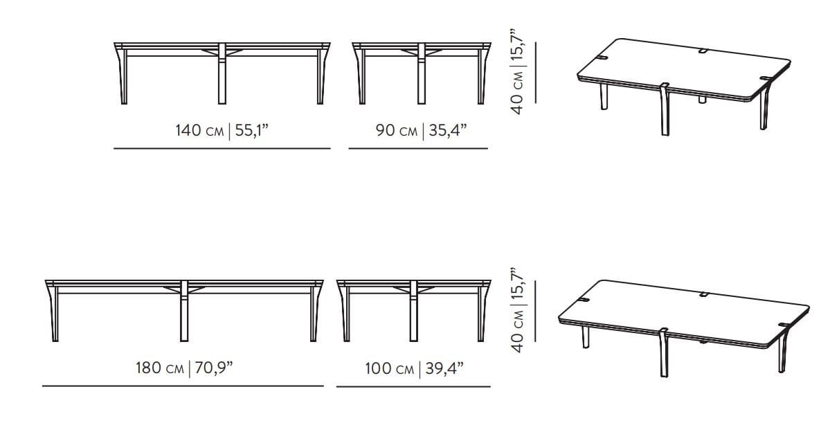 Прямоугольный низкий журнальный столик из мрамора и массива дерева Wewood CORNER ARCH-00069131 - Вид №9