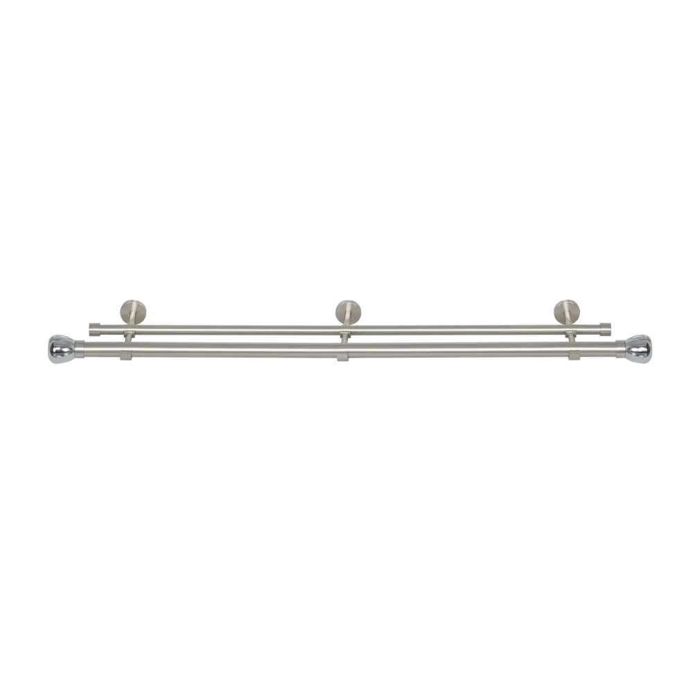 Настенный карниз раздвижной двухрядный KREAFORTA Гломма d25/28 200-360 см металл цвет никель 89457734 STLM-2115613  - Вид №3