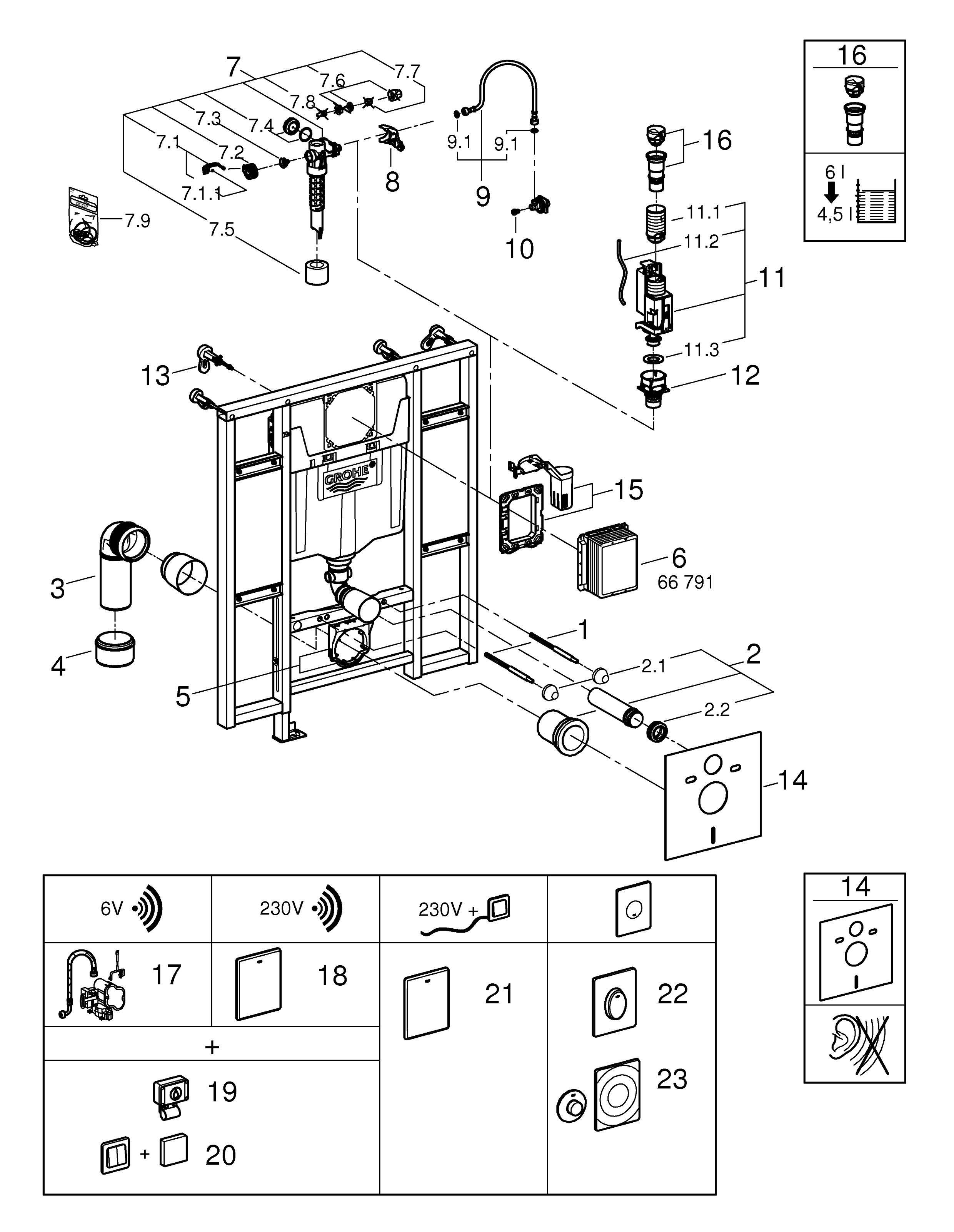 Система инсталляции для подвесного унитаза GROHE Rapid SL (1,13 м) (39140000) - Вид №2