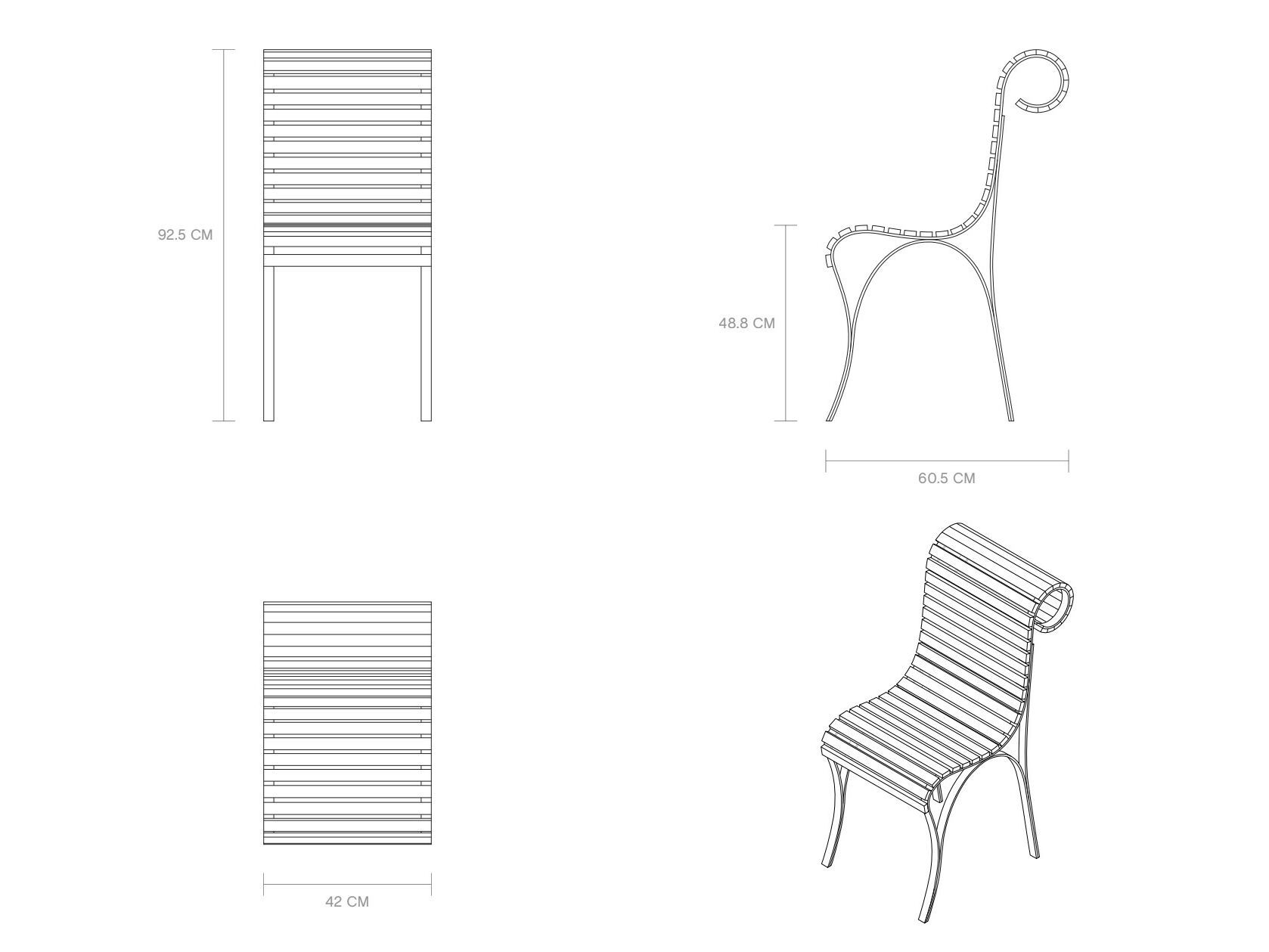 Стальной и деревянный стул без подлокотников Phantom Hands Джеффри Бава ARCH-00044683 - Вид №5