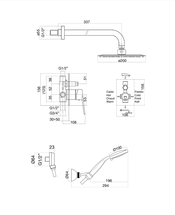 81NN7551 Душевая система HH 81NN7557, черный Fiore Kevon  - Вид №2