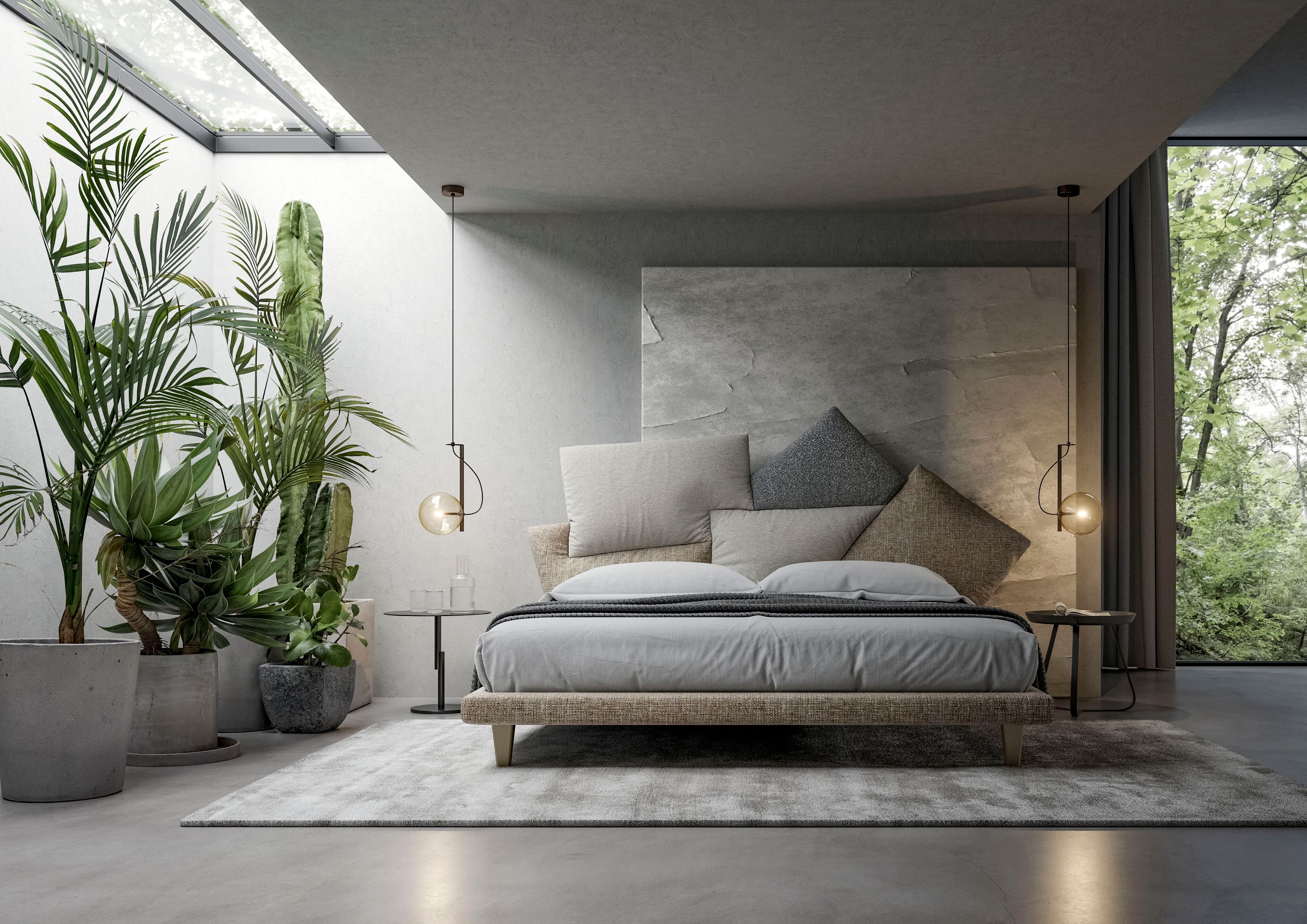 Двуспальная кровать из ткани с мягким изголовьем BONALDO Picabia ARCH-00086295 - Вид №4