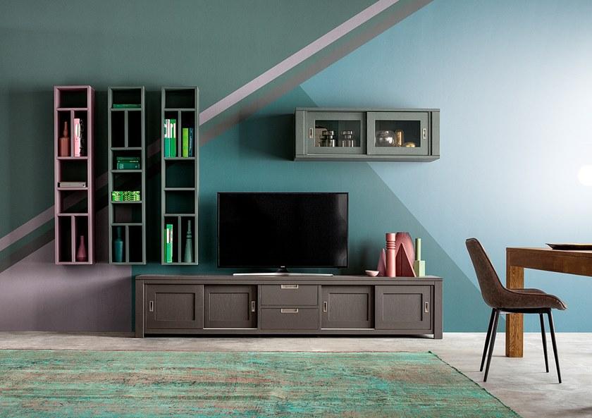 Devina Nais Модульная стенка для хранения из массива дерева с подставкой под телевизор sun-id-1417615 - Вид №4