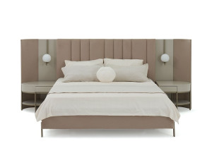 Двуспальная кровать из ткани со встроенным освещением