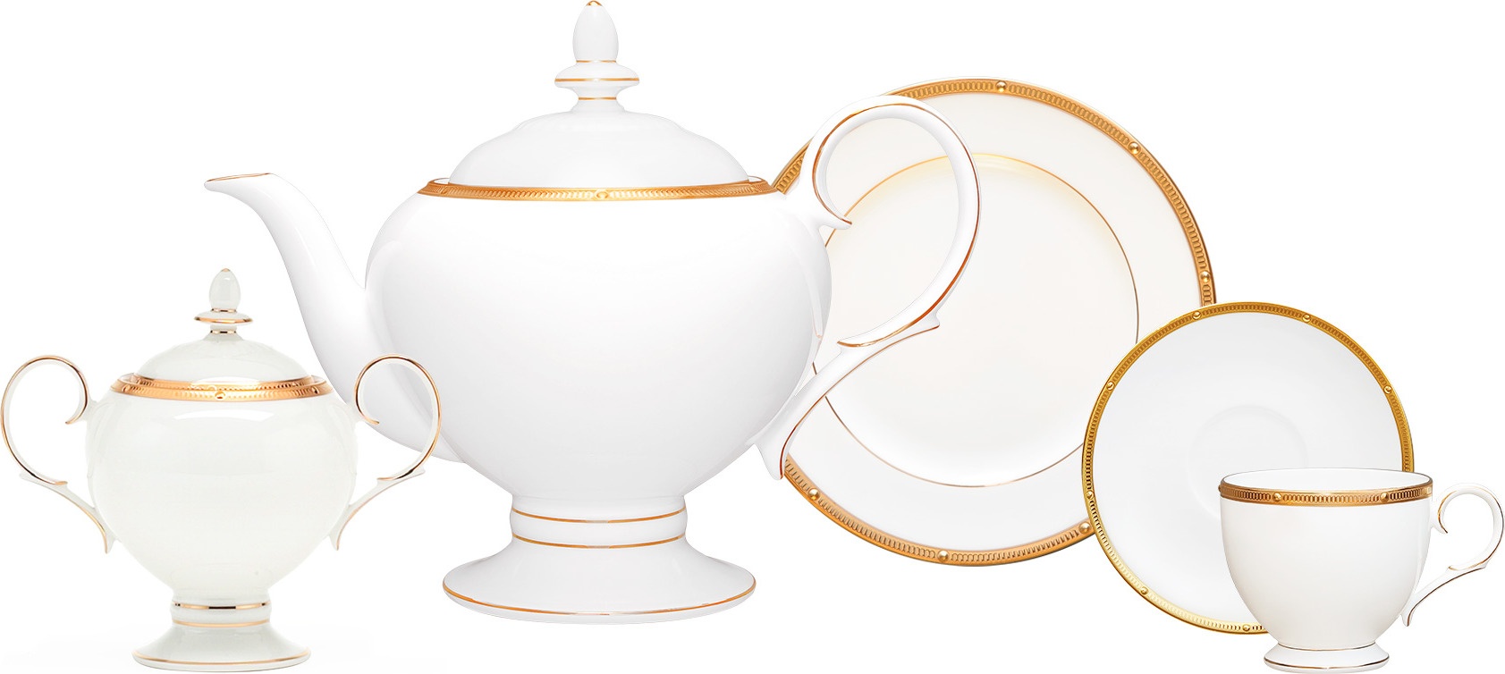 10665451 Noritake Сервиз чайный Noritake "Рочель,золотой кант" на 6 персон 20 предметов Фарфор костяной 