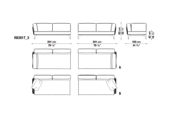 2-местный тканевый садовый диван B&B Italia Outdoor смородина ARCH-00005797 - Вид №6