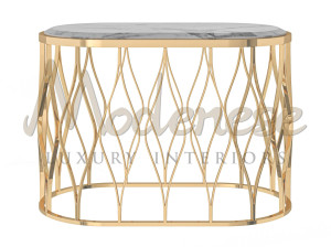 Мраморный овальный журнальный столик