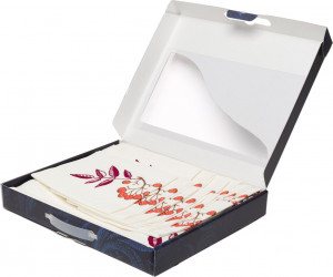 10659151 Торжокские золотошвеи Набор из скатерти и 12 салфеток "Рябина" , рисунок 4050, белый Лён