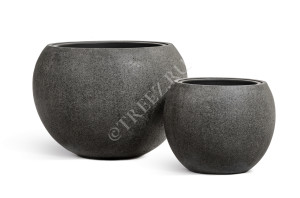 41.3319-01-025-GR-60 Кашпо  Effectory - серия Stone - Большая полусфера - Тёмно-серый камень Цветочная коллекция