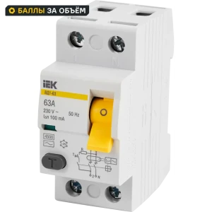 УЗО IEK ВД1-63 2Р 63 А 100 мА 4.5 кА AC 82309851 STLM-2090746
