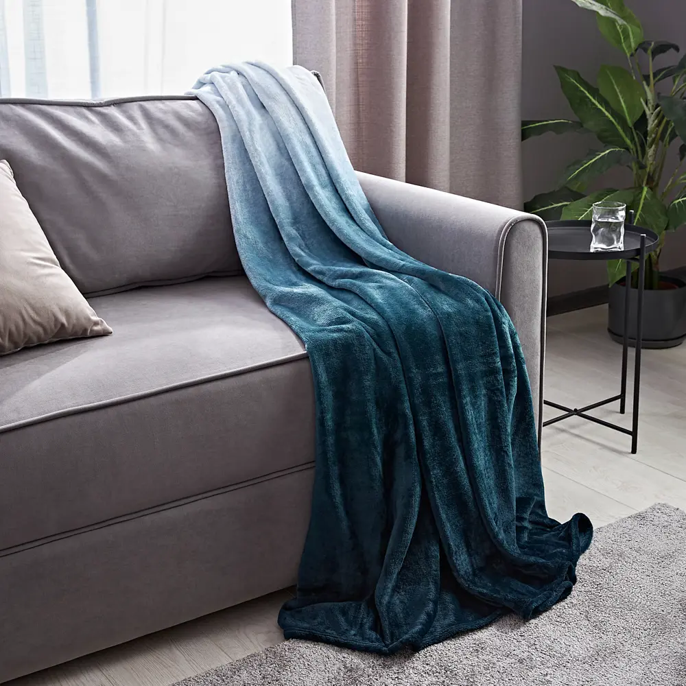Плед Slowy 200x220 см фланель цвет бирюзовый 84606640 STLM-2145295 Ardenza - Вид №3