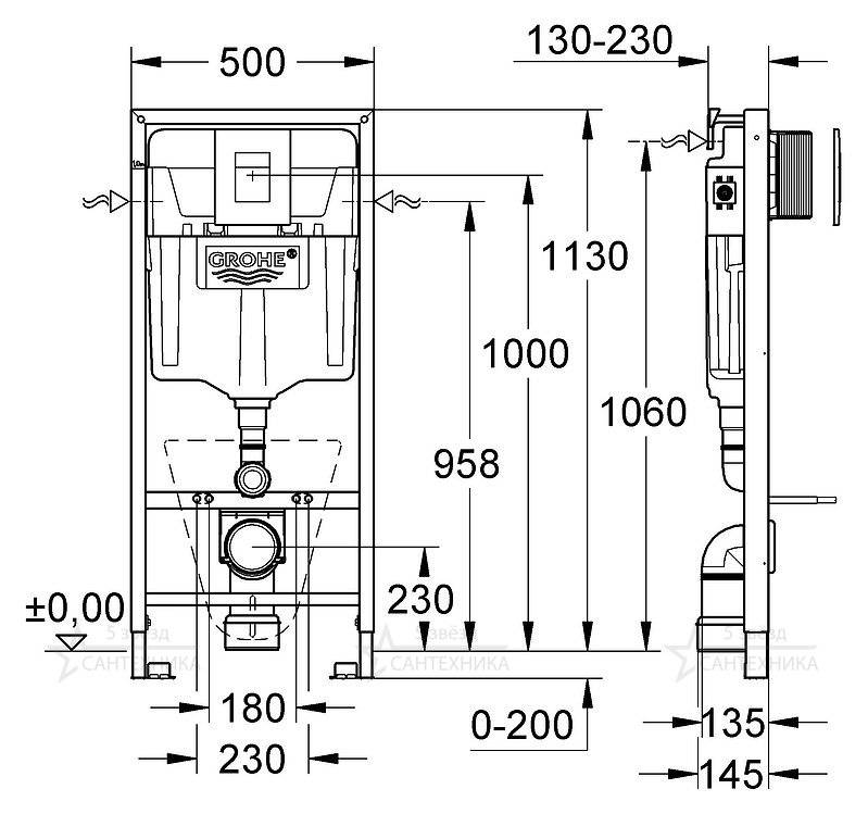 NW0019 Подвесной унитаз настенный Белый Grohe Euro Тайвань - Вид №6