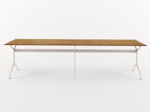 Алюминиевый и деревянный прямоугольный садовый стол