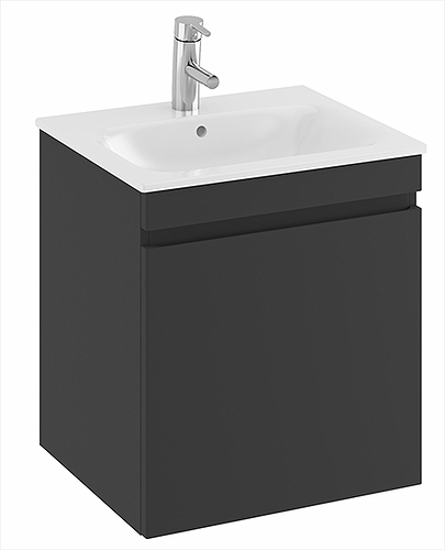 42384 IFO Renova Плоская тумба для тонкой раковины с ящиком и внутренним ящиком, W = 588 мм, W1 = 600 мм, темно-серый  - Вид №4